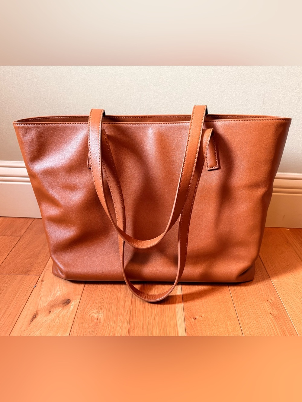 Quince Cognac Leather Tote - Picture 3 of 9